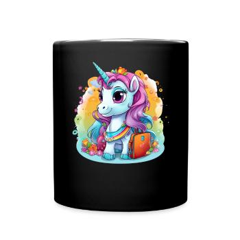 Unicorn Schoolchild School Enrollment Girl Gift - Full Colour Mug - black - Front