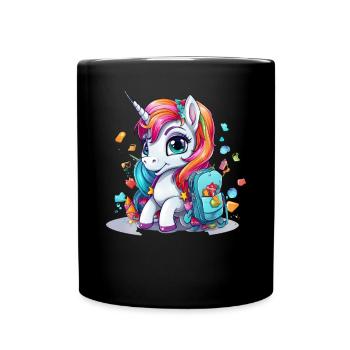 Unicorn Schoolchild School Enrollment Girl Gift - Full Colour Mug - black - Front