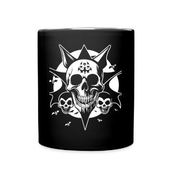 Horror Schädel Schädel Kunst Schädel Gothic Heavy Metal - Tasse einfarbig - Schwarz - Vorne