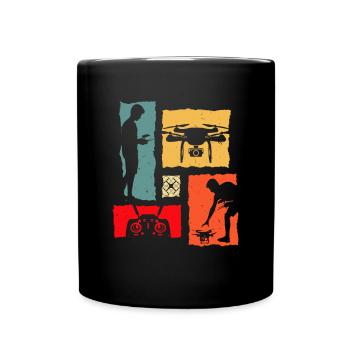 Drone Retro - Full Colour Mug - black - Front