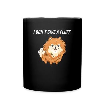 Zwergspitz I Dont Give A Fluff - Tasse einfarbig - Schwarz - Vorne