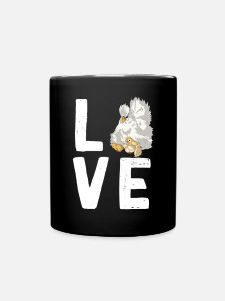 LOVE Poulet en soie Poulets Lettrage Poulets en soie - Mug uni - noir