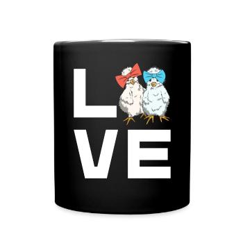 Seidenhühner Love Schriftzug Seidenhuhn Design - Tasse einfarbig - Schwarz - Vorne