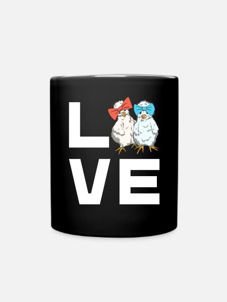 Seidenhühner Love Schriftzug Seidenhuhn Design - Tasse einfarbig - Schwarz