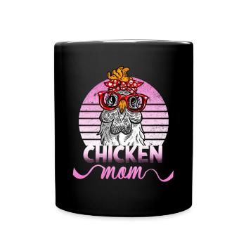 Chicken mom mother of chickens hen saying chicken - Full Colour Mug - black - Front
