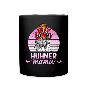 Hühner Mama Mutter Huhn Hennen Design Hühnerzucht - Tasse einfarbig - Schwarz - Vorne