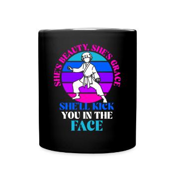 She`s Beauty She`s Grace Karate Girl - Full Colour Mug - black - Front