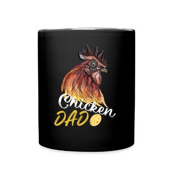 chicken dad lustiger Hühner Slogan Hahn Huhn Papa - Tasse einfarbig - Schwarz - Vorne