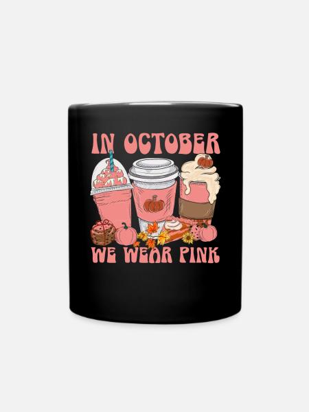 Breast Cancer Support Breast Cancer Awareness - Full Colour Mug - black