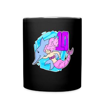 Fille - 10e anniversaire Sirène - Fille - Mug uni - noir - Devant