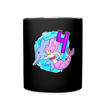 Fille - 4ème anniversaire Mermaid Daughter - Mug uni - noir - Devant