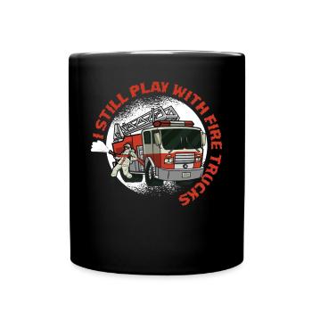 Toujours jouer Fire Trucks Fireman - Mug uni - noir - Devant