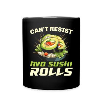 Avocado Sushi Roll Nigiri Avocado Fruit Guacamole - Full Colour Mug - black - Front