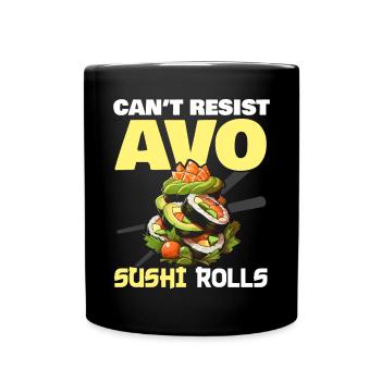 Avocado Sushi Roll Nigiri Avocado Fruit Guacamole - Full Colour Mug - black - Front