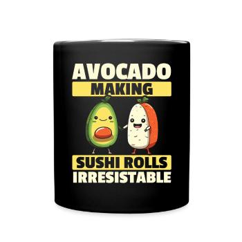 Avocado Sushi Rolle Nigiri Avocado Frucht Guacamole - Tasse einfarbig - Schwarz - Vorne