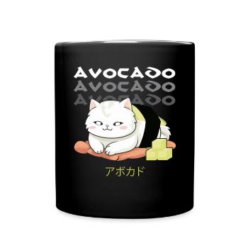 Avocado Sushi Rolle Nigiri Avocado Frucht Guacamole - Tasse einfarbig - Schwarz - Vorne