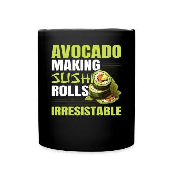 Avocado Sushi Rolle Nigiri Avocado Frucht Guacamole - Tasse einfarbig - Schwarz - Vorne