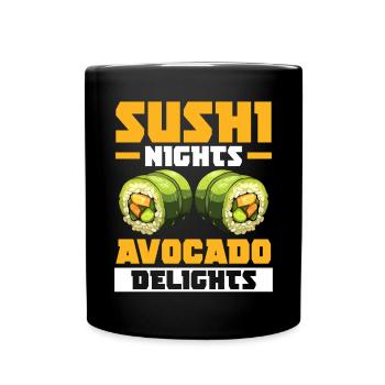 Avocado Sushi Rolle Nigiri Avocado Frucht Guacamole - Tasse einfarbig - Schwarz - Vorne