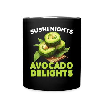 Avocado Sushi Roll Nigiri Avocado Fruit Guacamole - Full Colour Mug - black - Front