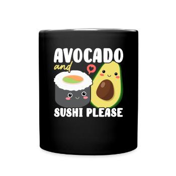 Avocado Sushi Rolle Nigiri Avocado Frucht Guacamole - Tasse einfarbig - Schwarz - Vorne