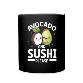 Avocado Sushi Roll Nigiri Avocado Fruit Guacamole - Full Colour Mug - black - Front