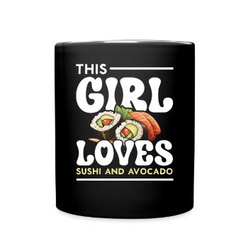 Avocado Sushi Roll Nigiri Avocado Fruit Guacamole - Full Colour Mug - black - Front