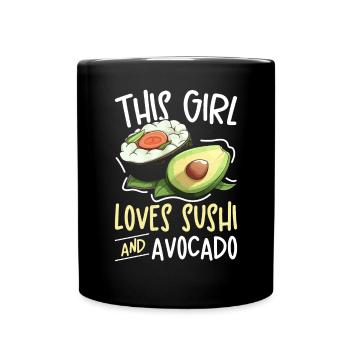 Avocado Sushi Rolle Nigiri Avocado Frucht Guacamole - Tasse einfarbig - Schwarz - Vorne