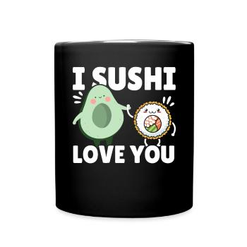 Avocado Sushi Roll Nigiri Avocado Fruit Guacamole - Full Colour Mug - black - Front