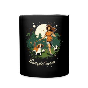 Beagle Mama - Hunde Liebhaberinnen Geschenkidee - Tasse einfarbig - Schwarz - Vorne