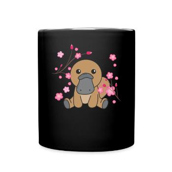 Platypus cute animals for kids kawaii - Full Colour Mug - black - Front