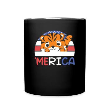 4. Juli amerikanischer Tiger USA 'Merica - Tasse einfarbig - Schwarz - Vorne