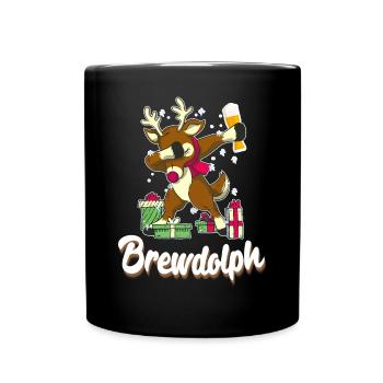 Brewdolph Funny Beer Lover Reindeer - Full Colour Mug - black - Front