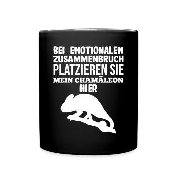 Platzieren Sie mein Chamäleon - Tasse einfarbig - Schwarz - Vorne