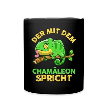 Der mit dem Chamäleon spricht - Tasse einfarbig - Schwarz - Vorne