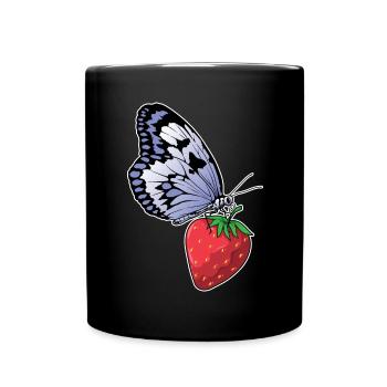 Butterfly Strawberry - Full Colour Mug - black - Front