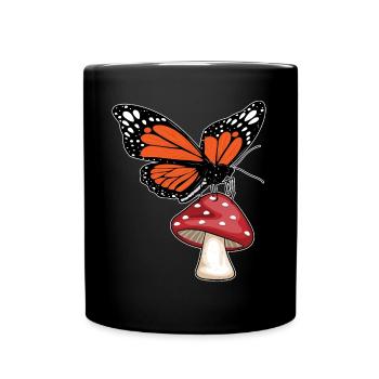 Butterfly mushroom - Full Colour Mug - black - Front