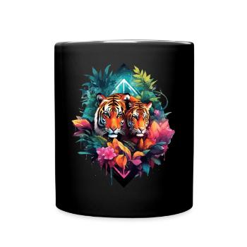 Tiger im Dschungel - Tasse einfarbig - Schwarz - Vorne