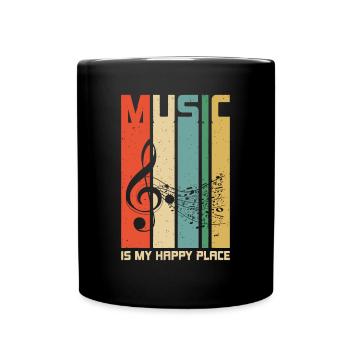 Music is My Happy Place Gift Musician Lover Artist - Full Colour Mug - black - Front