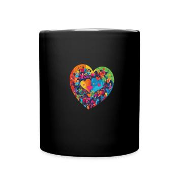 Rainbow Flag Proud LGBTQ Love & Rights - Full Colour Mug - black - Front