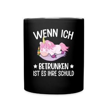 Einhorn Lustiger Spruch Einhorn Saufen Fabel - Tasse einfarbig - Schwarz - Vorne
