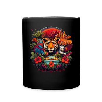 Tiger im Dschungel - Tasse einfarbig - Schwarz - Vorne