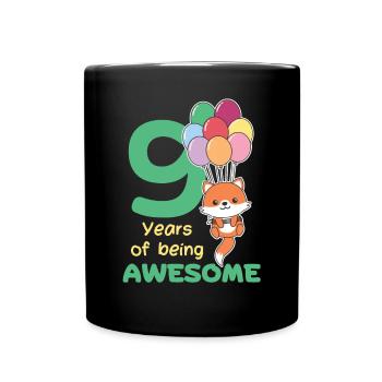 Fuchs zum 9. Geburtstag Kinder neun Jahre alt - Tasse einfarbig - Schwarz - Vorne
