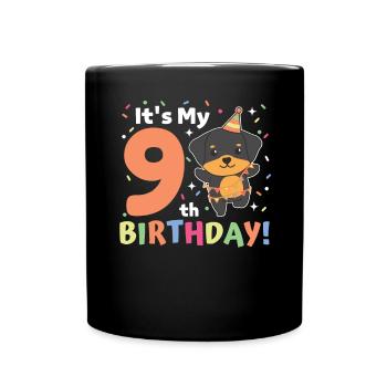 Rottweiler for 9th birthday children nine years old - Full Colour Mug - black - Front