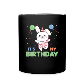Lapin pour anniversaire pour les enfants c’est mon anniversaire - Mug uni - noir - Devant
