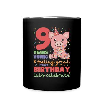Cochon pour les enfants de 9 ans de neuf ans - Mug uni - noir - Devant