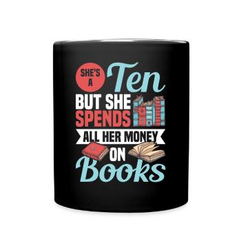 Book lover design with books for literature - Full Colour Mug - black - Front