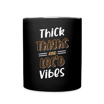 Thick Thighs Loc'd Vibes Afro Hair Black American - Full Colour Mug - black - Front