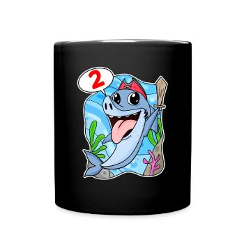 2. Geburtstag Motiv Hai Pirat - zwei Jahre - Tasse einfarbig - Schwarz - Vorne