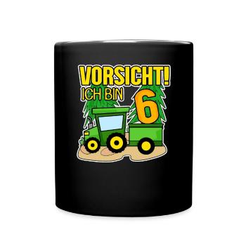 Bauer Landwirt 6 Jahre Junge 6. Geburtstag Sohn - Tasse einfarbig - Schwarz - Vorne