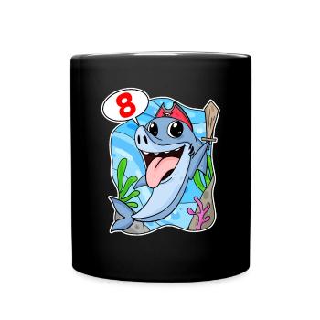 8. Geburtstag Motiv Hai Pirat - acht Jahre - Tasse einfarbig - Schwarz - Vorne